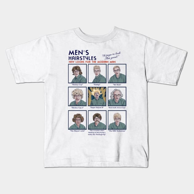 Joe Pera Hairstyles for the modern man Kids T-Shirt by ryanbudgie